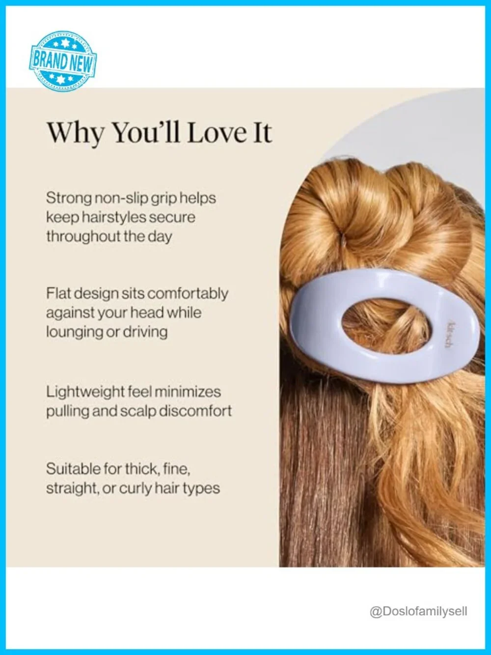 Medium Flat Claw Clips - Strong Hold for All Hair Types Non-Slip Secure